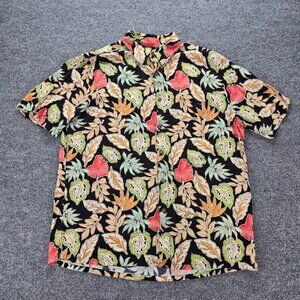 Batek Bay Hawaiian Shirt Mens Large Floral Button Up Beach Casual 100%‎ Rayon
